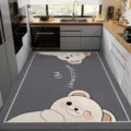 Grey diatomaceous earth kitchen floor mat with cute bear pattern, non-slip and absorbent. - 40*60cm / Dudu Bear