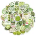 50 pcs mignon vert matcha autocollants imperméable vinyle stickers pour ordinateur - 50 Pièces/Paquet
