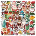 Weihnachten wasserdichte Aufkleber Set süßer Weihnachtsmann Schneemann für Koffer Handy - 50 Stück/Packung