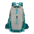 Outdoor hiking backpack 40L waterproof lightweight travel daypack for men and women grey teal - 40L / Grey and Lake Blue