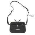 Black grid crossbody bag for women, lightweight waterproof casual shoulder bag with adjustable strap. - Obsidian Black