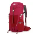 Detailed shot of the AZELA 36L professional outdoor hiking backpack in rose red. - 36L / Rose Red
