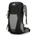 Detail of black grey 36L hiking backpack showing suspension system and waterproof fabric. - 35L / Black