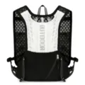 Black and white outdoor running backpack, lightweight breathable mesh hydration vest for hiking. - Black and White