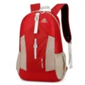 Lightweight 29L hiking backpack for outdoor sports, travel, and camping in red and beige color. - Red