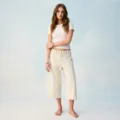 Trendy cross-border European women's casual loose spliced folded waist trousers with rivets. - S / Ivory