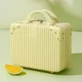 Mini cosmetic case 14 inch portable makeup storage box travel hard shell vanity organizer green - Yellow