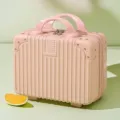 Mini pink makeup case 14 inch hard shell cosmetic travel storage box for women and girls - Pink