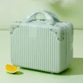 Mini cosmetic case 14-inch portable small suitcase travel storage bag vanity box green - Light Blue