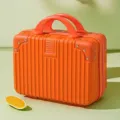 Mini hardshell cosmetic suitcase 14 inch portable orange travel case for women gift - Orange