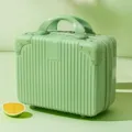 14-inch mini cosmetic case hard shell travel luggage lightweight green storage vanity box - Apple Green