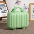 Mini 14 inch hard shell cosmetic suitcase in fresh green, portable travel makeup storage box bag - Apple Green