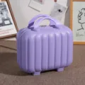 Mini purple cosmetic suitcase 14 inch portable hard shell travel storage makeup bag organizer - Purple