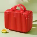 Mini 14 inch red cosmetic suitcase portable travel luggage lightweight vanity case beauty box - Red