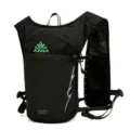 Black outdoor running hydration vest backpack with 5L capacity and breathable mesh design. - Black Green
