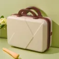 Mini 14 inch cosmetic suitcase portable travel makeup case cute beige vanity box luggage - Off White