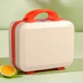 Mini cosmetic suitcase 14 inch portable makeup storage bag cute travel case for women and girls - 14" / Off White