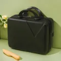 Black mini hard shell cosmetic case 14 inch small portable travel suitcase for gifts. - Black