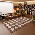 Alfombra geométrica vintage para sala, suave moqueta de bucle para dormitorio, sofá y mesa. - 80*120cm Pelo Bucle / Cuadros Marrones