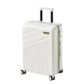 Valigia da viaggio bianca con cerniera verde, trolley rigido resistente per il vostro viaggio. - 20 Pollici / Bianco