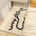 Close-up detail of the cute cartoon alligator plush bedside rug showing soft texture. - 40x60cm Crystal Velvet / Dazed Crocodile