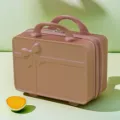 Mini cosmetic case 14 inch portable travel makeup storage box with bow accent pinkish brown - 14" / Rose Gold