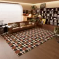 Alfombra de sala con patrón geométrico retro, alfombra de suelo antideslizante estilo wabi-sabi. - Yin Xuluo