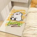 Cozy cute cartoon bedroom bedside cashmere rug detail with soft plush texture and anti-slip. - Cute Little White