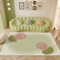 Tapis de salon étanche en PVC, tapis de sol essuyable avec un joli motif tulipe moderne. - 50*80 cm (Facile à nettoyer) / Fleurs Tourbillonnantes Vert