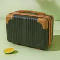 Μίνι 14 ιντσών βαλιτσάκι καλλυντικών σε σκούρο πράσινο με καφέ τελειώματα, ταξιδιού. - Σκούρο Πράσινο