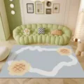 Détail de tapis de salon en PVC imperméable et essuyable, avec motif floral mignon. - 50*80 cm (Facile à nettoyer) / Fleurs Tourbillonnantes Bleu