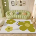Tapis de salon en PVC vue détaillée, imperméable, résistant aux taches, tapis floral facile. - 50*80 cm (Facile à nettoyer) / Fleurs Puzzle Vert