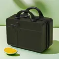 Mini black cosmetic case with bow design, portable hard shell travel storage box makeup bag. - 14" / Black