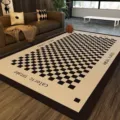 Tappeto moderno a quadretti in PVC, tappeto da soggiorno impermeabile e lavabile facile - 50*80cm (Facile da pulire) / Scacchiera Mi-Nero