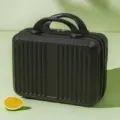Black mini hard shell cosmetic suitcase, 14-inch portable travel luggage makeup storage box. - 14 Inch Multifunctional Cosmetic Case / Black