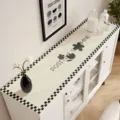 Tapis de buffet à carreaux noir et blanc tapis de protection de table imperméable. - Bordure Grille Noir et Blanc