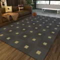 Tappeto in PVC grigio scuro con motivo geometrico, variante per pavimento soggiorno - 50*80cm (Facile da pulire) / Tomba Floreale