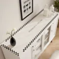 tapis de meuble à carreaux noir et blanc protection de comptoir de buffet imperméable. - Damier Noir A
