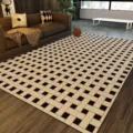 Modern PVC geometric woven living room rug, waterproof and easy to clean bedroom floor mat. - Classical Tile Cool Black