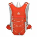 Lightweight orange cycling backpack with breathable mesh straps and front bungee cord for hiking. - Neon Orange