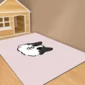 Cute cartoon pet floor mat, soft pink surface with cute cat face detail for cozy room decor. - Pet Mat 3