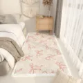 Accogliente tappeto da camera con motivo a fiocco rosso, morbido cashmere finto per stile. - 60x120cm Delicato sulla Pelle / Fiocco Floreale