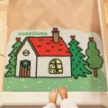 Simpatico tappetino in PVC ad anello con casa, zerbino antiscivolo resistente allo sporco dettagli. - 40*60 cm (Tappeto a ricciolo) / Casa con Tetto Rosso