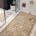 Wabi-sabi bathroom silk loop mat, anti-slip drain mat, easy clean geometric pattern detail. - Dependent Bathroom
