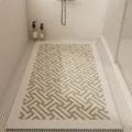 Tappetino antiscivolo da bagno stile crema con motivo geometrico, ideale per doccia e wc. - 45x70cm / Geometrico Vintage Marrone
