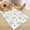 Cartoon PVC pet mat detail showing cute dog patterns, waterproof, wipe-clean and anti-slip. - Active Pet Dogs