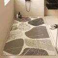 Tappeto da bagno minimalista moderno con motivo in pietra antiscivolo per doccia e drenaggio. - 45x70cm / Pietre Colorate