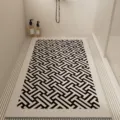 Tappeto da Bagno Stile Crema Antiscivolo Tappetino Geometrico Per Doccia Impermeabile - 45x70cm / Geometrico Vintage Nero