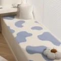 Gezellige blauwe koeienprint faux kasjmier erker mat zacht warm balkon vloerkapje loper - Blauwe Koeienprint
