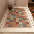 Alfombrilla de suelo a cuadros coloridos retro estilo americano, alfombra decorativa antideslizante - Cuadros Coloridos Estilo 6
